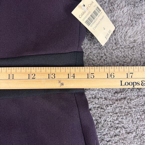 NWT Coldwater Creek Sheath Dress 4 | Colorblock Purple Black Mod Classic Elegant - Picture 6 of 11